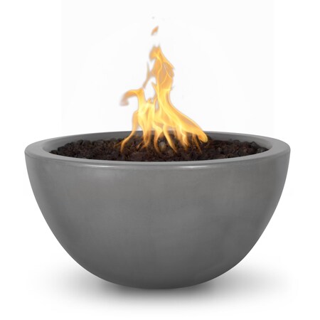 The Outdoor Plus 30 Round Luna Fire Pit, GFRC Concrete, Natural Gray, Low Voltage Electronic Ignition, Natural Gas OPT-LUN30E12V-NGY-NG